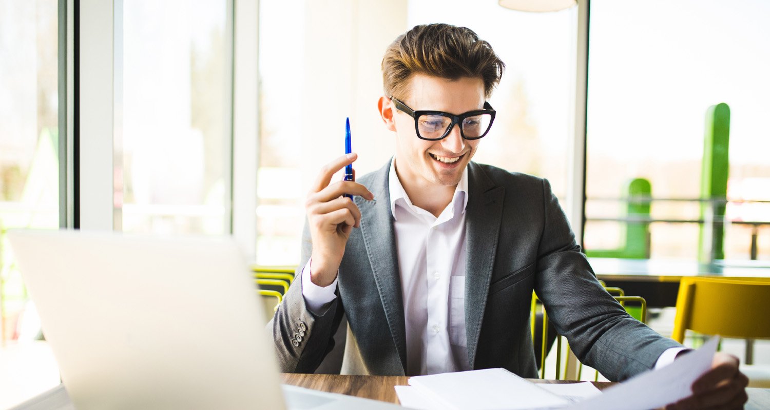 Financial professional in a modern office setting.